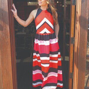 CK Bradley Striped Maxi Dress S